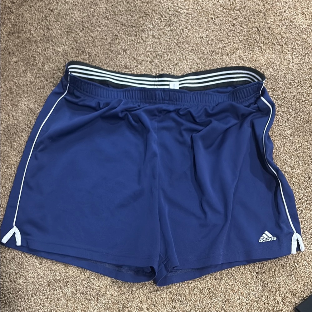 adidas Women's Navy Blue Athletic Shorts with White Trim